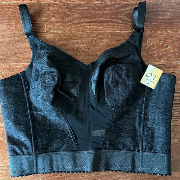 Vintage Q-T Intimates longline Wireless Corset Bra Style 1136 Black NWT - Picture 9 of 10